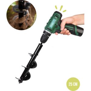 Grondboor voor Planten - 25 CM - Palenboor - Moestuin - Bollenplanter - Zwart