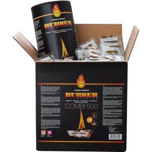 Burner - 500 Aanmaakzakjes - Combibox - 500 stuks (400 los + koker 100) - BBQ - aanmaakzakjes - houtkachel -