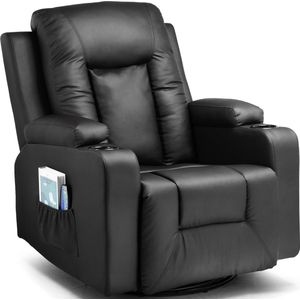 Mara Luxe Massagestoel - Warmtefunctie - 360° Draaibaar - Relaxstoel - Kunstleer - Zwart - 90 x 95 x 103 cm