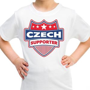 Czech supporter schild t-shirt wit voor kinderen - Tsjechie landen shirt / kleding - EK / WK / Olympische spelen outfit 110/116