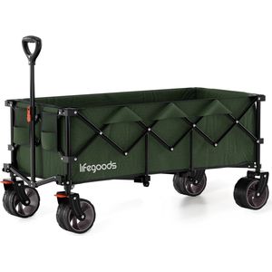 LifeGoods Bolderkar - XXL - Opvouwbaar - 300L - 150KG Draagkracht - Groen