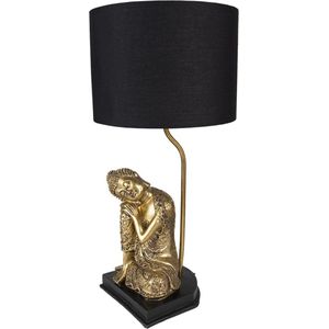 Tafellamp Boeddha Ø 26x54 cm Goudkleurig Zwart Kunststof Bureaulamp