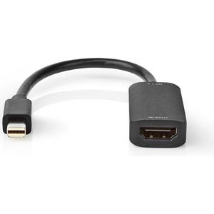 Nedis Mini DisplayPort-Kabel - DisplayPort 1.4 - Mini-DisplayPort Male - HDMI Output - 48 Gbps - Vernikkeld - 0.20 m - Rond - PVC - Zwart - Polybag