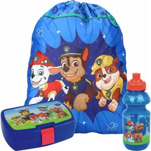 Paw Patrol lunchbox set voor kinderen - 3-delig - blauw - kunststof - incl. gymtas/schooltas