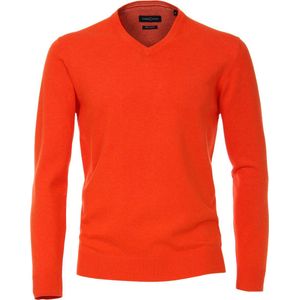 Casa Moda heren trui katoen V-hals - oranje-rood - Maat: 3XL