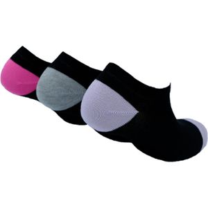 The Sockmaker sokken dames 36-41 - 3-pack Bamboo - duurzaam - Trainers - Black with colored toe pink
