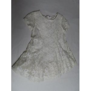 Jurk - Feestkleedje - Kleedje kant bloemen - Kant - Gevoerd - Ecru - 4 jaar 104