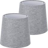 Navaris - Lampenkap - Grijs en Wit - Set van 2 - Voor Tafellamp met E14 Fitting - 15,2 cm Hoog