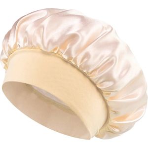Slaap Cap (Beige) - Bonnet Slaapmuts - Slaapmuts Voor Krullen - Haar Verzorging - Kroes Haar