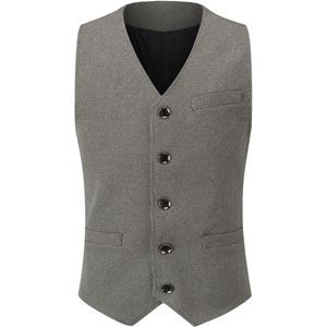 Allthemen Heren Patchwork V-hals Vest - Formeel Klassiek Basis Wollen Vest Voor Bruiloften - S