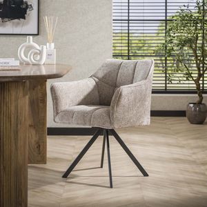 DH Interior Set van 2 Eetkamerstoelen Lino Chenille Stof Rich Zand Draaibaar - Velvet - Modern