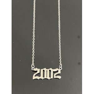 Ketting jaartal 2002 - Zilver Kleurig RVS Stainless Steel