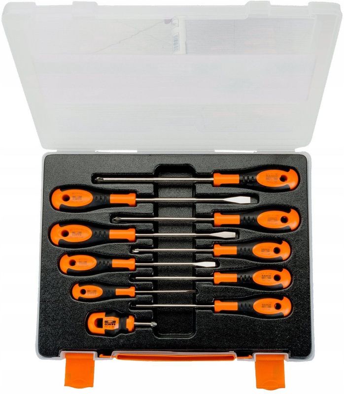 Bahco - Schroevendraaierset - 10-delig - Rubber Greep - Gleuf - Phillips - Robertson
