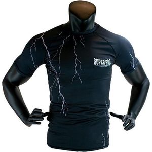 Super Pro Combat Gear Compression Shirt Short Sleeve Thunder Zwart/Grijs Large