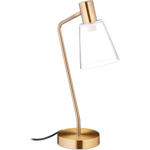Relaxdays bureaulamp - tafellamp - design - E27 fitting - industrieel - goud