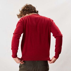 Osborne Knitwear Trui met ronde hals - Sweater heren in Lamswol - Pullover Heren - Poppy Melange - L