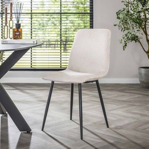 LifestyleFurn Eetkamerstoel - set van 4.00 - Salim - Rib - Off White