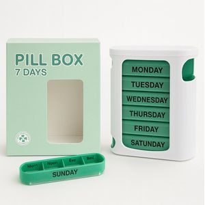 Pillendoos – Medicijndoos 7 Dagen – Pill Box – Met Dagindeling – Ochtend Middag Avond Nacht – Compact & Handig – Reisset – Groen/Wit