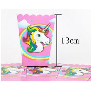 6 stuks unicorn / eenhoorn popcorn bakjes