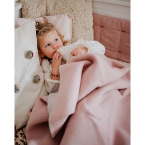 Pure Baby Love - Wollen wiegdeken - 100% wol - 90x65 cm - DUO pink & creme