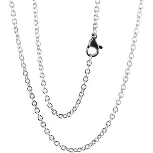 Fako Bijoux® - Schakelketting - Ketting Bijoux - 2mm - 52cm - Zilverkleurig