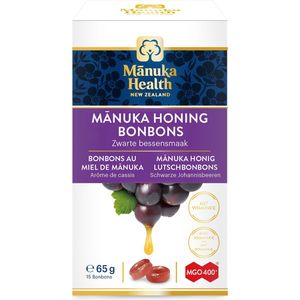 Manukahoning MGO 400+ druppels (zuigtabletten) met zwarte bessen smaak en vitamine C Nieuw-Zeeland 65g Manuka Health - Immuun Booster helpt tegen griep en verkoudheid