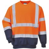 Tweekleuren Hi-Vis Sweatshirt - Oranje - Hoogwaardig Polyester/Katoen - Reflecterende Striping