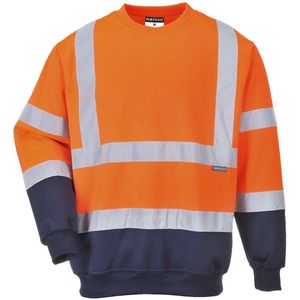 Tweekleuren Hi-Vis Sweatshirt - Oranje - Hoogwaardig Polyester/Katoen - Reflecterende Striping