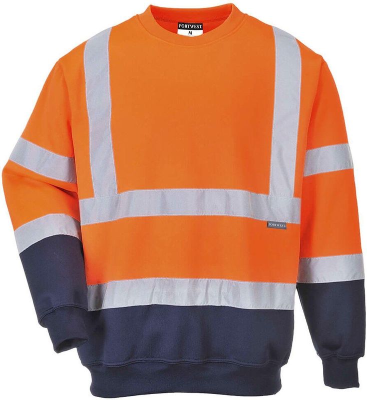 Tweekleuren Hi-Vis Sweatshirt - Oranje - Hoogwaardig Polyester/Katoen - Reflecterende Striping