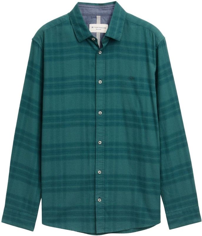 TOM TAILOR - Overhemd - Donkergroen - Geruit - Lange Mouw