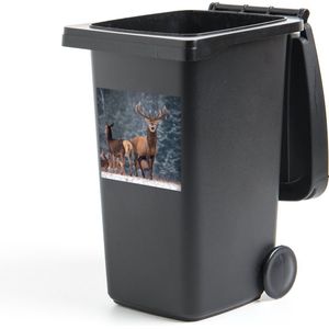 Container sticker Bosdieren - Hert - Landschap - Winter - Sneeuw - Natuur - 40x40 cm - Kliko sticker