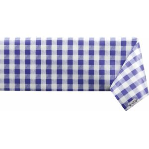 Raved Tafelzeil Boerenbont Ruit Donker Blauw  140 cm x  140 cm - PVC - Afwasbaar