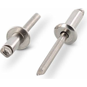 (250 STUKS) 5X24 POPNAGEL BOLKOP (BLINDKLINKNAGEL) RVS-A2/RVS-A2 (AISI 304) DIN 7337 (ISO 15983) KLEMBEREIK 16,0-18,0