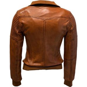 Leren bomber dames jas cognac-Roma - 34