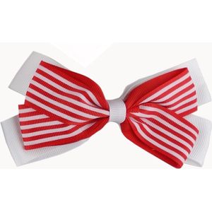 Jessidress Haarclip met grote haarstrikje met strippen - Wit