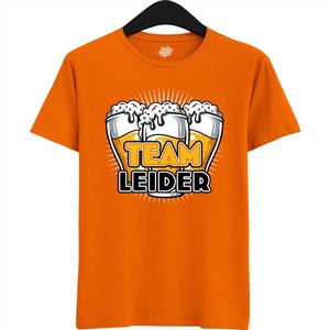 Team Leider | Vrijgezellenfeest Cadeau Man - Groom To Be Bachelor Party - Grappig Bruiloft En Bruidegom Bier Shirt - T-Shirt - Unisex - Oranje - Maat 3XL