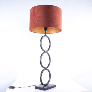 Tafellamp capri 2 ringen | 1 lichts | koper / bruin / goud / zwart | metaal / stof | Ø 40 cm | 94 cm hoog | tafellamp | modern / sfeervol / klassiek design