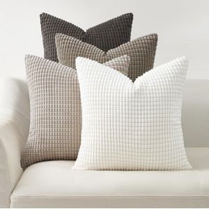 Boho Kussenslopen 45x45 cm – Set van 4, Natuurlijke Corduroy, Decoratieve Kussens voor Woonkamer en Slaapkamer