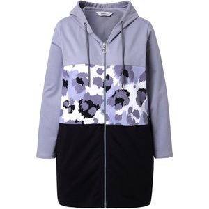 Angel of Style Angel of Style - Dames - lange sweatjas A-lijn luipaardstrepen - Zwart - Maat 42