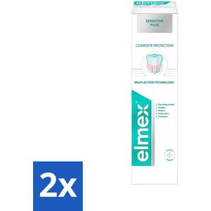 2 x Elmex - Tandpasta - Sensitive Plus - Complete Care - 75 ml - Tandpasta Gevoelige Tanden - Tandpasta Glazuurherstel - Tandpasta Pijnverlichting - Tandpasta Tandvlees - Elmex Sensitive Plus