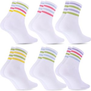 Comfortabele hoge tennissokken voor dames - 6 paar witte katoenen sportsokken, maat 35-42
