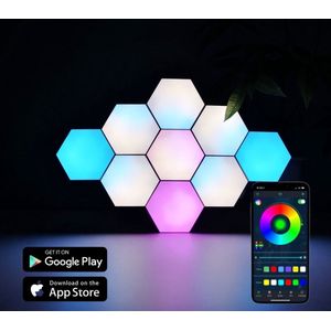 LivelyLights Hexagon LED Panelen met App - Verlichting met Muziek Sensor - Gaming Accesoires - Wandlamp Binnen - 10 Stuks