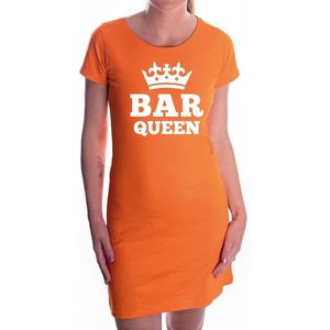 Bar queen met witte kroon jurk oranje voor dames - Koningsdag - supporters kleding / oranje jurkjes S