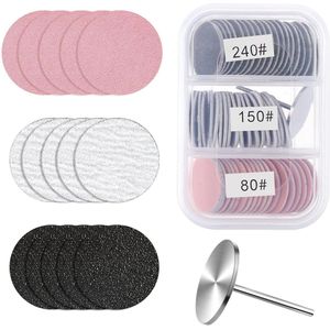 Pedicure Grinding Discs Set 60 Pieces Nail Grinding Discs with Metal Nail Drill 25 mm Spare Head for Nail Clippers Pedicure Accessories with Transparent Box