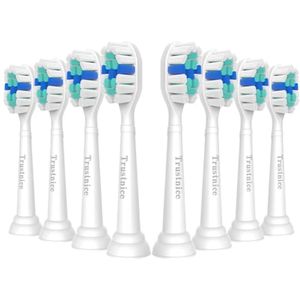 Vervangende opzetborstels voor elektrische tandenborstels, 8 stuks (wit)
