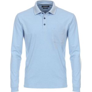 Casa Moda - Long Sleeve Polo Lichtblauw - Regular-fit - Heren Poloshirt Maat 3XL