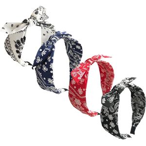 4 stuks geknoopte hoofdbanden - wit, rood, marineblauw, zwart