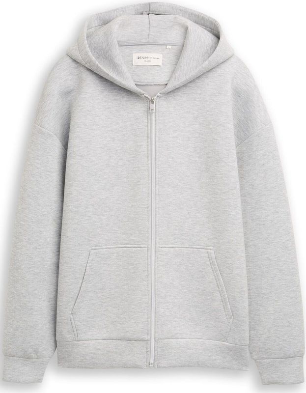 Tom Tailor - Sweater - Light Stone Grey Melange - Met Zakken - Ritssluiting