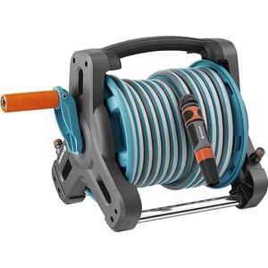 Tuinslangset incl. 10 m slang - hoge stabiliteit - adapter - draaghandgreep - voor terrassen - zwart-oranje-grijs-turkoois - 8010-20