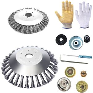 8 Inch & 6 Inch Staaldraad Borstel Cutter en Trimmer Hoofd - Vervangingssnijkop voor Tuin en Onkruid Verwijdering met Adapter Kits